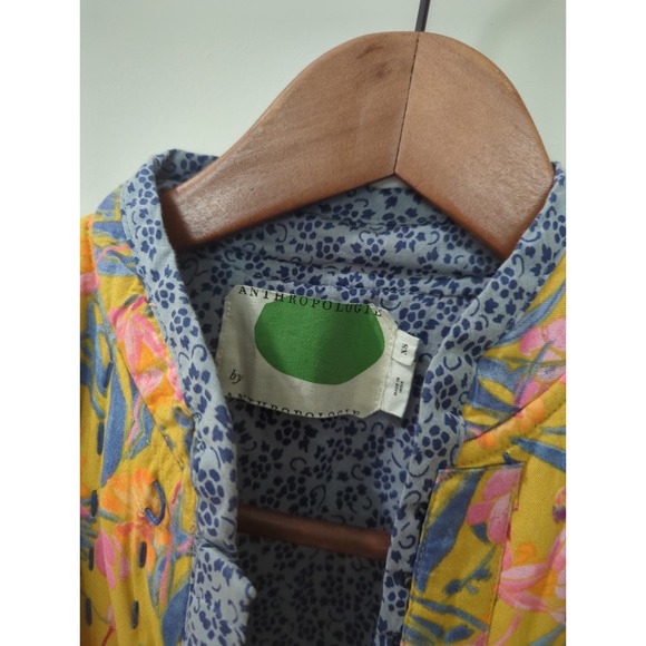 Anthropologie Yellow Floral Waverly Quilted Jacket - Picture 3 of 6